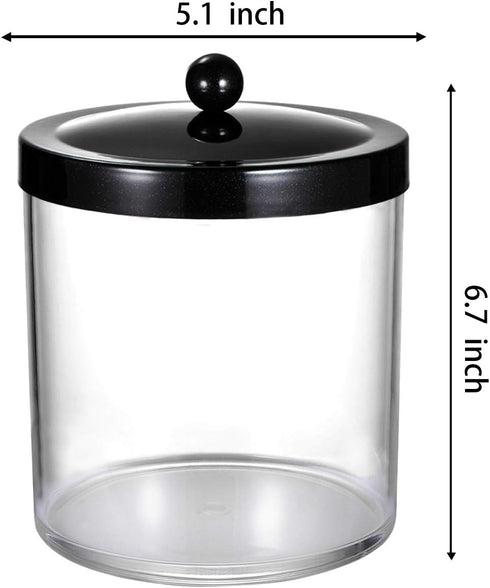 50oz SheeChung Large Plastic Apothecary Jar with Black Stainless Steel Lid - Shatterproof Laundry Pods Container