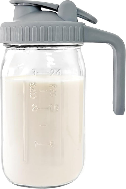 JunVpic Breast Milk Pitcher - 32 oz Glass Mason Jar with Dual