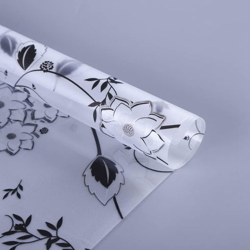 Window Privacy Film for Glass, Floral Removable Static Film, 17.5x78.7 Inch for Home Decor