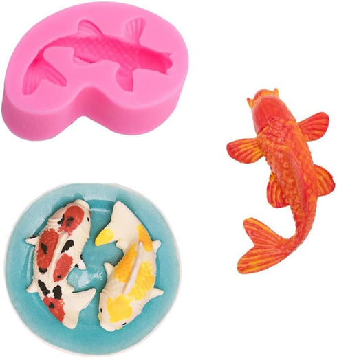 2 Pack Koi Fish Silicone Mold, 3D Fish Shaped Chocolate Baking Tool for Cake Cupcake Sugar Decorating