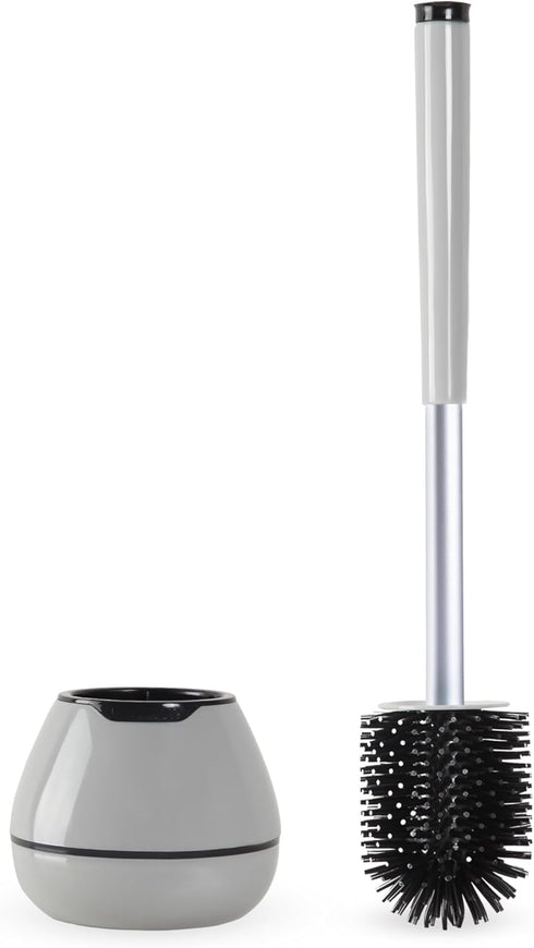 BOOMJOY Toilet Brush and Holder Set - Silicone Toilet Bowl Cleaner Brush with Tweezers for Bathroom Cleaning