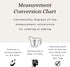 Kitchen Baking Measurement Conversion Chart Magnet, Must Have for Any Chef, Cooking Chart Equivalents