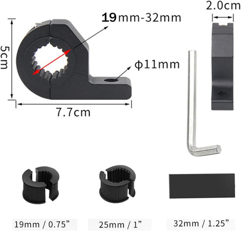Light Bar Mounts, 2 PCS UTV Motorcycle Mounting Bracket for 0.75"/1"/1.25" Roll Cage Bull Bar
