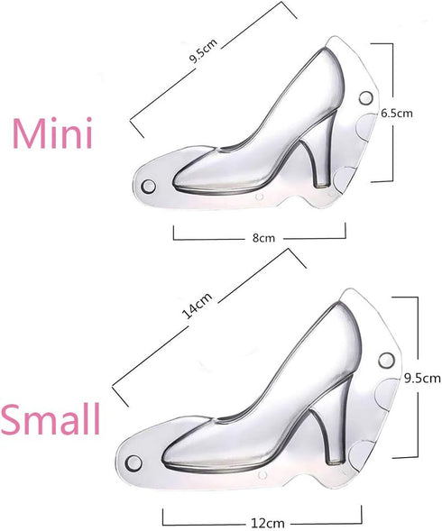 HiParty Mini & Small 3D High Heel Shoe Chocolate Mold, Polycarbonate Stiletto Heels Candy Mold Set of 2