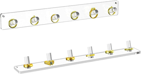 NIUBEE Wall Mounted Necklace Hanger - 4 Pack Acrylic Jewelry Stand Organizer for Bracelets and Rings