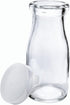 Old Fashioned Heavy Clear Glass Half Pint Milk Bottle, 4 Pack, Decanter with Lid
