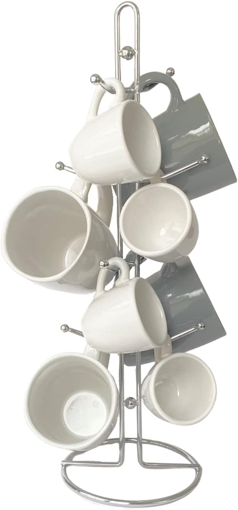 Evelots Countertop Coffee Mug Holder, Chrome Tea Cup Organizer Rack for 8 Large Mugs