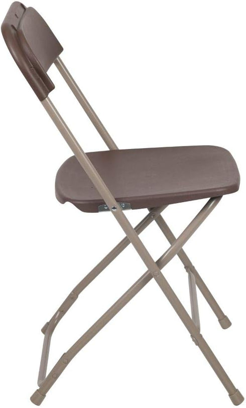 2 Pack 650LB Flash Furniture Hercules Series Plastic Folding Chair - Brown - Weight Capacity Comfortable Event