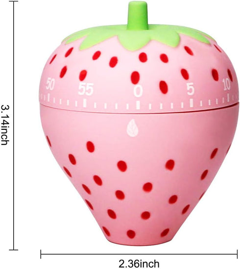 Cute Fruit Cookie Kitchen Timer, Novelty Manual Cooking Alarm, Fun Strawberry Windup for Home Decor