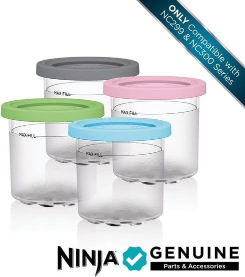4 Pack, NC299AMZ NC300s 1 XSKPLD4BCD Ninja CREAMi Original Pints Compatible with & Series CREAMi Ice Cream Makers