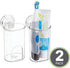 2 Pack mDesign Compact Plastic Suction Storage Center for Bathroom Organization of Toothbrushes, Electric Toothbrushes