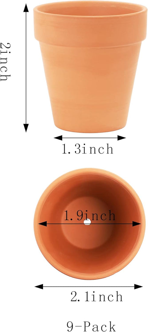 Yishang 2 Inch mini Terracotta Clay Pots Pack of 9 - small Hand Craft Nursery Plant Pot Succulent Cactus DIY Pottery Planter Home Garden Windowsill Decoration by Yishang