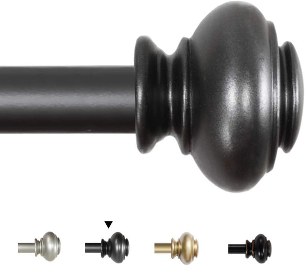 H.VERSAILTEX Adjustable Window Curtain Rods, 28 to 48 Inches, 3/4 Inch Diameter, Pewter, Classic Finials
