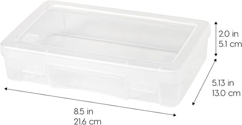 IRIS USA Pencil Case Plastic Pouch Box Storage Organizer, 10-Pack, Clear, for Beads, Pens, Art Supplies