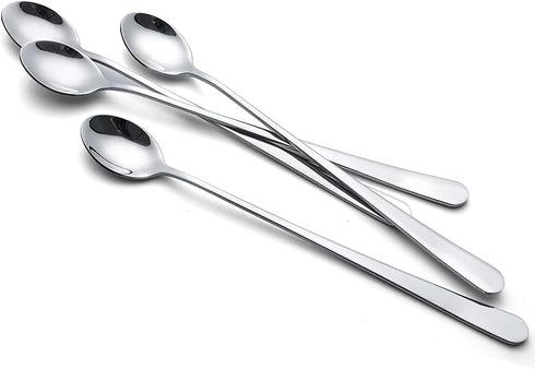 9-Inch 2 IQCWOOD Ice Tea Spoons, Long Handle Spoons, Stirring Spoon for Ice Cream, Cocktail, Coffee, Tea, Milkshake