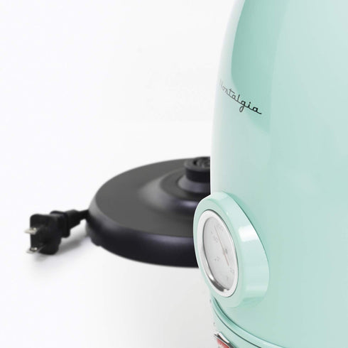 Nostalgia Retro Electric Tea and Water Kettle, 1.7 Liters, Stainless Steel, Auto-Shut Off, Aqua
