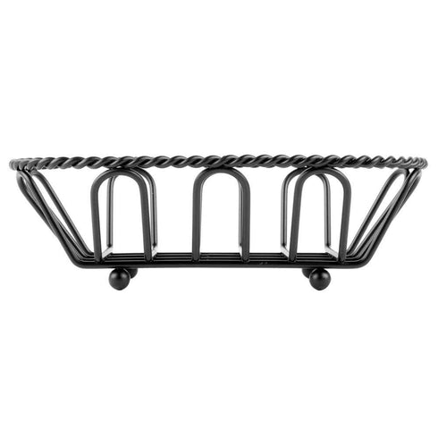 G.E.T. 4-33453 Black Oblong Braided Rim Metal Wire Basket, Iron Powder Coated, Oval Shape