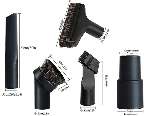 5pcs Vacuum Cleaning Set Accessories, 32mm Brush Nozzle Crevice Tool with 35mm to 32mm Hose Adapter