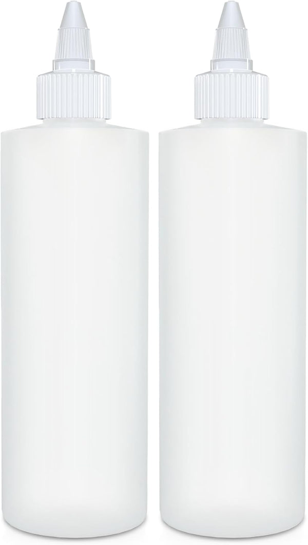 BRIGHTFROM 8 OZ Condiment Squeeze Bottles, 2 PACK Empty Squirt Bottle with Twist Top Cap, Leak Proof for Sauces, BPA