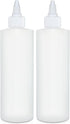 BRIGHTFROM 8 OZ Condiment Squeeze Bottles, 2 PACK Empty Squirt Bottle with Twist Top Cap, Leak Proof for Sauces, BPA