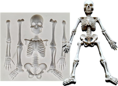Skull Silicone Fondant Cake Mold, Halloween Skeleton Chocolate Mold for Kitchen Baking and Cake Decorating