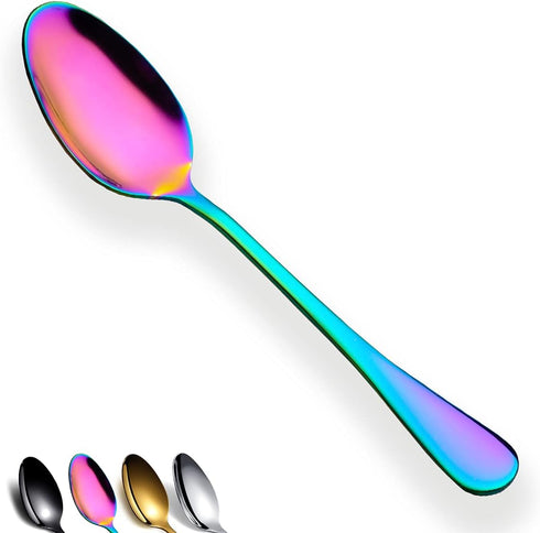 Berglander Rainbow Dinner Spoon Set of 12, 7.5" Stainless Steel Titanium Plating, Dishwasher Safe