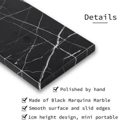 Marble Candle Plate, Decorative Small Tray for Pillar Candle Holder, Black Coasters for Home Decor
