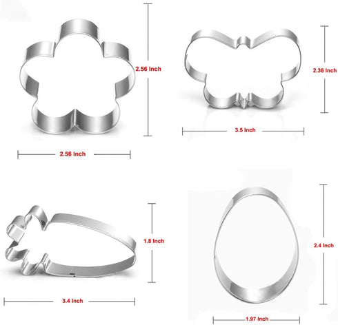 Easter Cookie Cutter Set, 7 Piece - Egg, Carrot, Bunny, Flower, Chick, Bunny Face, and Butterfly