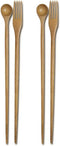 JapanBargain 3789 Bamboo Cooking Chopsticks with Spoon and Fork, 3-in-1 Cooking Utensil for Deep Frying