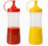 17 oz Set 2-Pack Squeeze Condiment Bottle Mustard & Ketchup Dispensers by Dependable Industries Snap Top, BPA-Free
