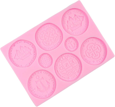Treasure Coins Silicone Mold, Fondant Molds for Cake Decoration, Cupcake Topper, Chocolate Candy