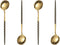 Set of 4 Stainless Steel Soup Spoons, Korean Dessert Spoons, Black Polka Dot Mixed Color, 8 Inches