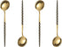 Set of 4 Stainless Steel Soup Spoons, Korean Dessert Spoons, Black Polka Dot Mixed Color, 8 Inches