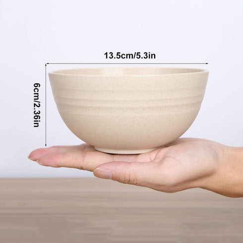 Set of 5 Unbreakable Lightweight Rice Bowls, Premium Wheat Straw Cereal Bowls, 5.3 Inch Soup Bowls for Cereal, Soup,