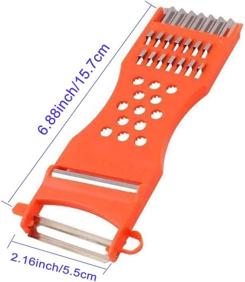 Saim 7 in 1 Multifunction Vegetable Peeler & Metal Scraper, Orange, 2 Pcs, Fruit Grater Slicer Kitchen Tool