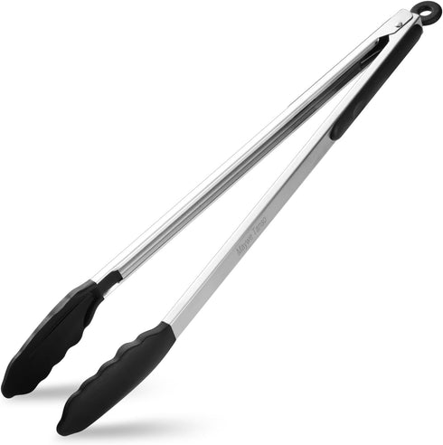 Maywe Tanso 17-Inch Kitchen Tongs, 600? Heat Resistant with Silicone Tips, Heavy Duty Non-Stick Food Tongs
