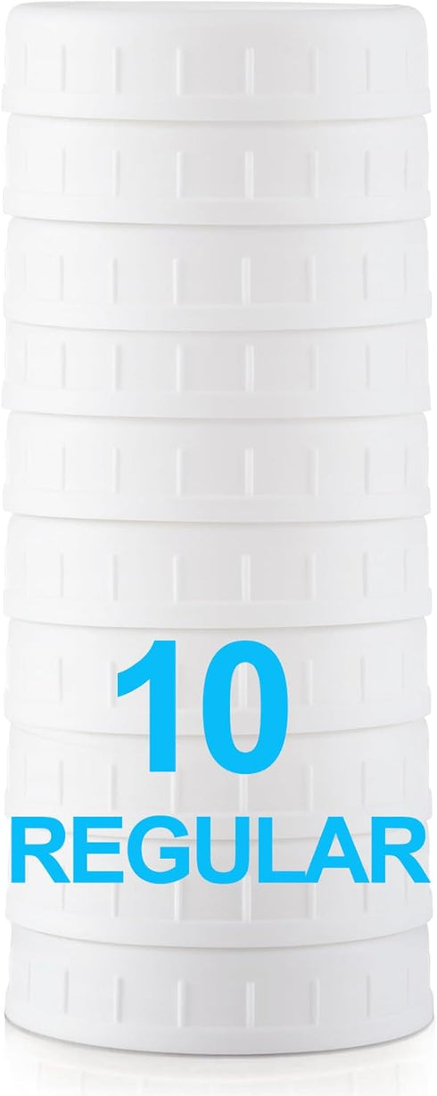 AOZITA 10 Pack REGULAR Mouth Mason Jar Lids, White Plastic Storage Caps for Ball & Kerr Mason/Canning Jars