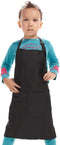 Adjustable Kid Apron with 2 Pockets for Painting, Cooking, Crafting, Unisex Age 8-12 (Black)