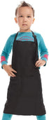 Adjustable Kid Apron with 2 Pockets for Painting, Cooking, Crafting, Unisex Age 8-12 (Black)