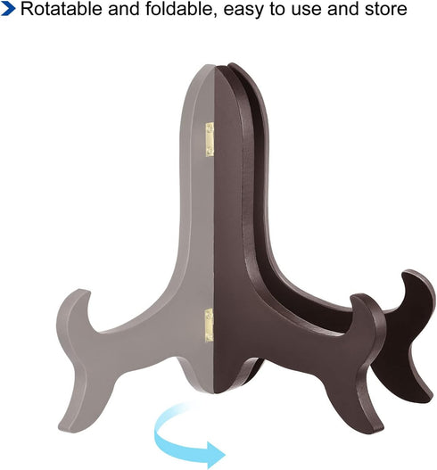 uxcell 2pcs 8" Wooden Easel Plate Holders, Folding Display Stand Brown for Picture Frames