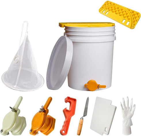 5 Gallon Plastic Honey Bucket Kit - 10pcs Honey Harvesting Tool Set