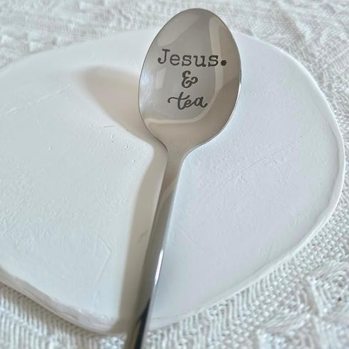 Jesus and Tea Spoon Gifts for Women Men Jesus Tea Lovers Gift for Papa Mom Christian Gifts for Coworker Christmas Birthday Gift for Dad Grandma Tea jesus gift spoons 8 Inch
