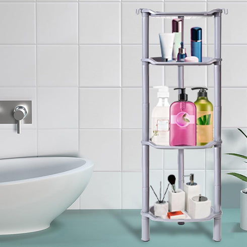 4 13.5 10 33.5 Inches,Grey(Round 4 Tier Shower Caddy Corner,Plastic Shower Shelf Organizer for Inside Bathroom