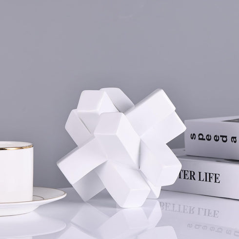 XMGZQ White Knot Statue for Coffee Table Decor,Modern Minimalist Geometric Knot Sculpture and Figurines,Abstract Art