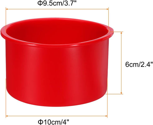 6 Pcs Round Cake Pans 4" Nonstick Quick Release Silicone Cake Mould Bakeware Tools for Baking Cupcakes Bread Pizza, Red