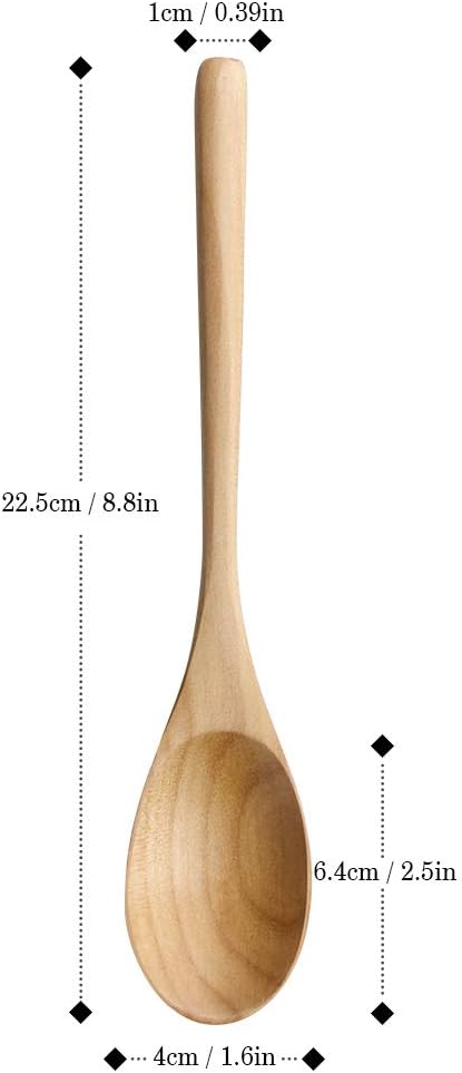 AOOSY 6 Pieces Wooden Spoons Set, 9 Inch Japanese Natural Ellipse for Cooking Mixing Stirring