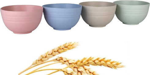 WANBY Lightweight Wheat Straw Cereal Bowls, Unbreakable Dinner Dishes, Dishwasher & Microwave Safe (Small 4 Pack 4.5')