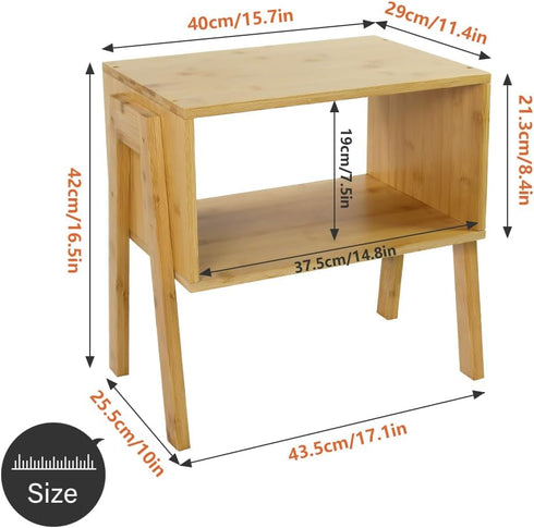 KKTONER Modern Bamboo Nightstands End Tables Bedroom with Storage Small Bedside Table for Living Room Office (Natural)
