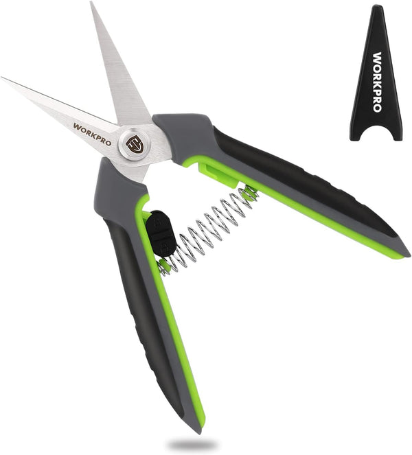 WORKPRO Pruning Shears, 6.25'' Stainless Steel Hand Scissors with Sheath for Precision Pruning