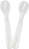 2 Pack 4.73inch Handcraft Mother of Pearl Caviar Spoons with Round Handle and Plastic Storage Box - White, Style D